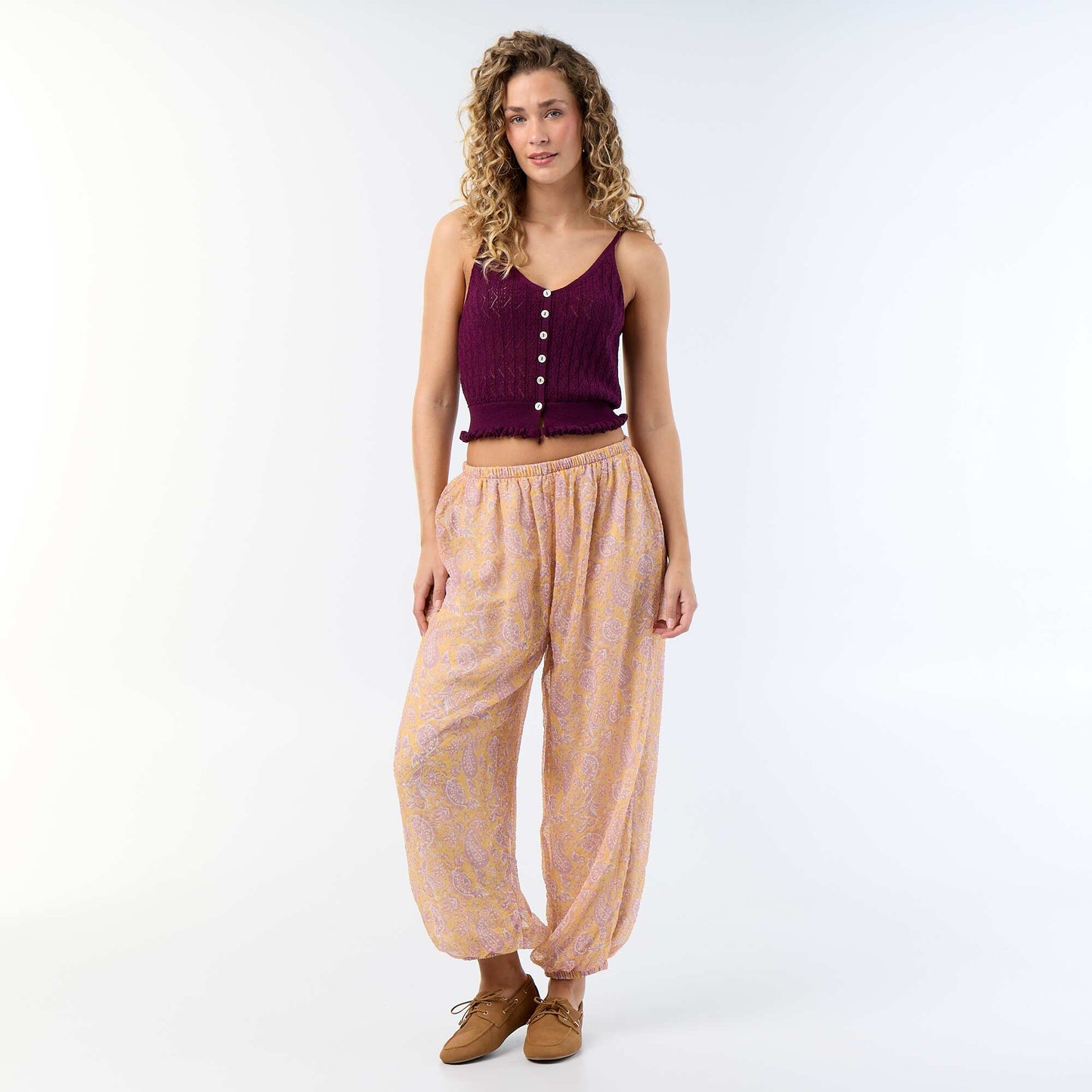 Crochet knit tank top PURPLE