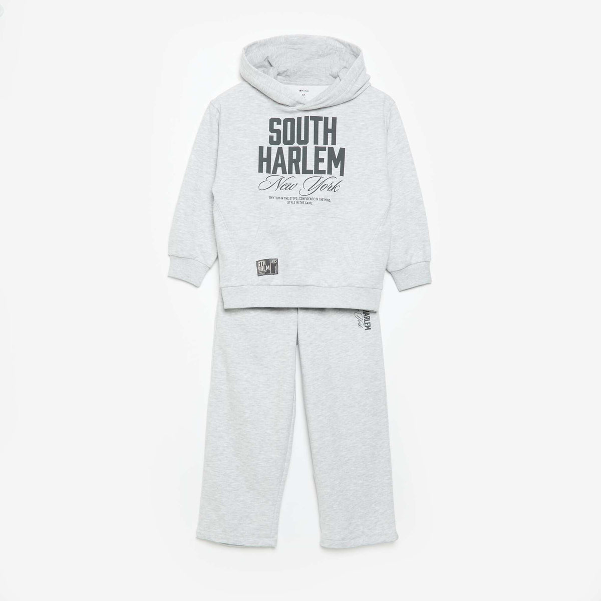 2-Piece Hooded Zip-Up Sweatshirt & Joggers Set GREY