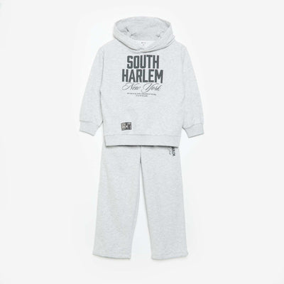 2-Piece Hooded Zip-Up Sweatshirt & Joggers Set GREY