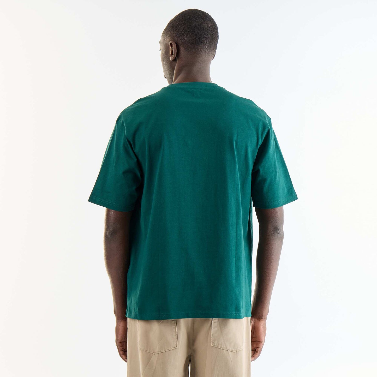 Solid short-sleeved T-shirt with sewn patches GREEN