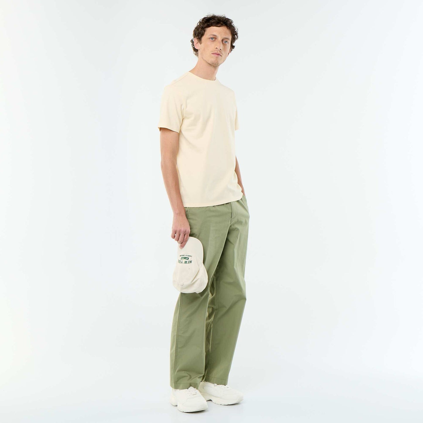 Plain Poplin Wide-Leg Trousers GREEN
