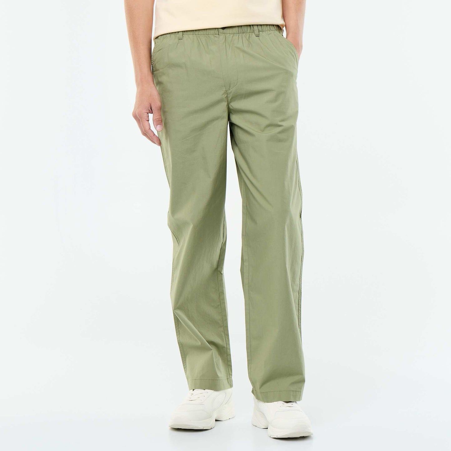 Plain Poplin Wide-Leg Trousers GREEN