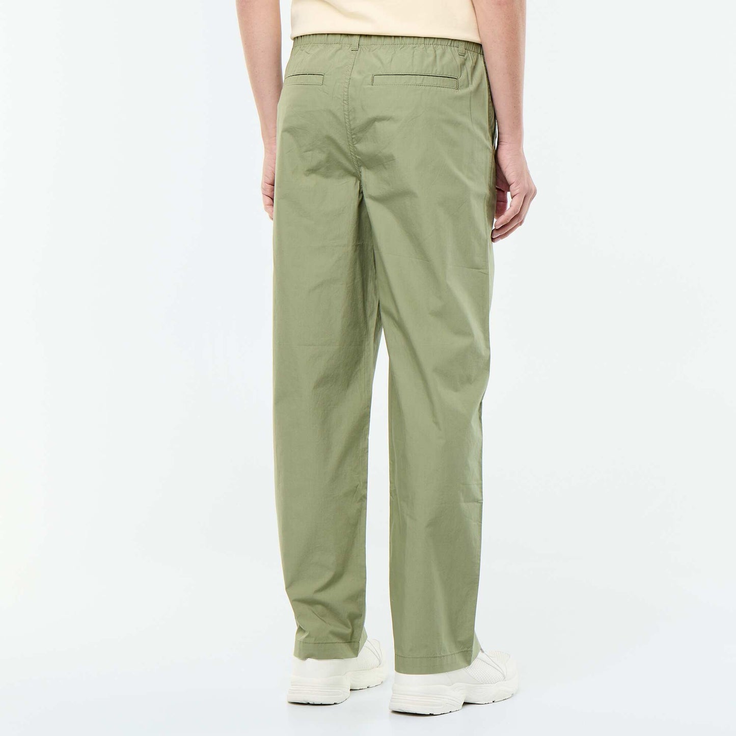 Plain Poplin Wide-Leg Trousers GREEN