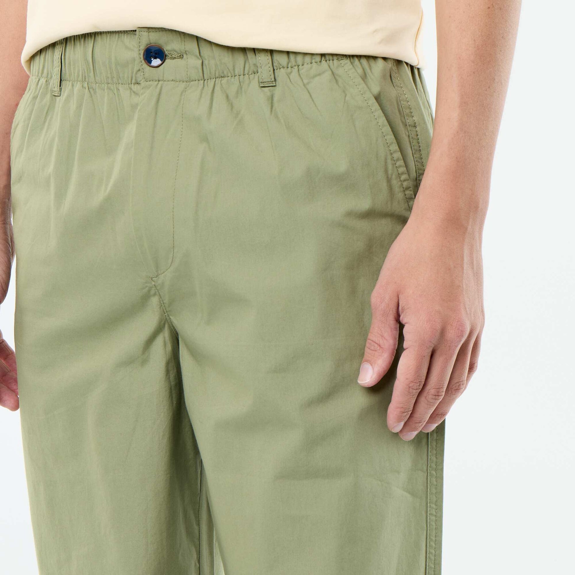 Plain Poplin Wide-Leg Trousers GREEN
