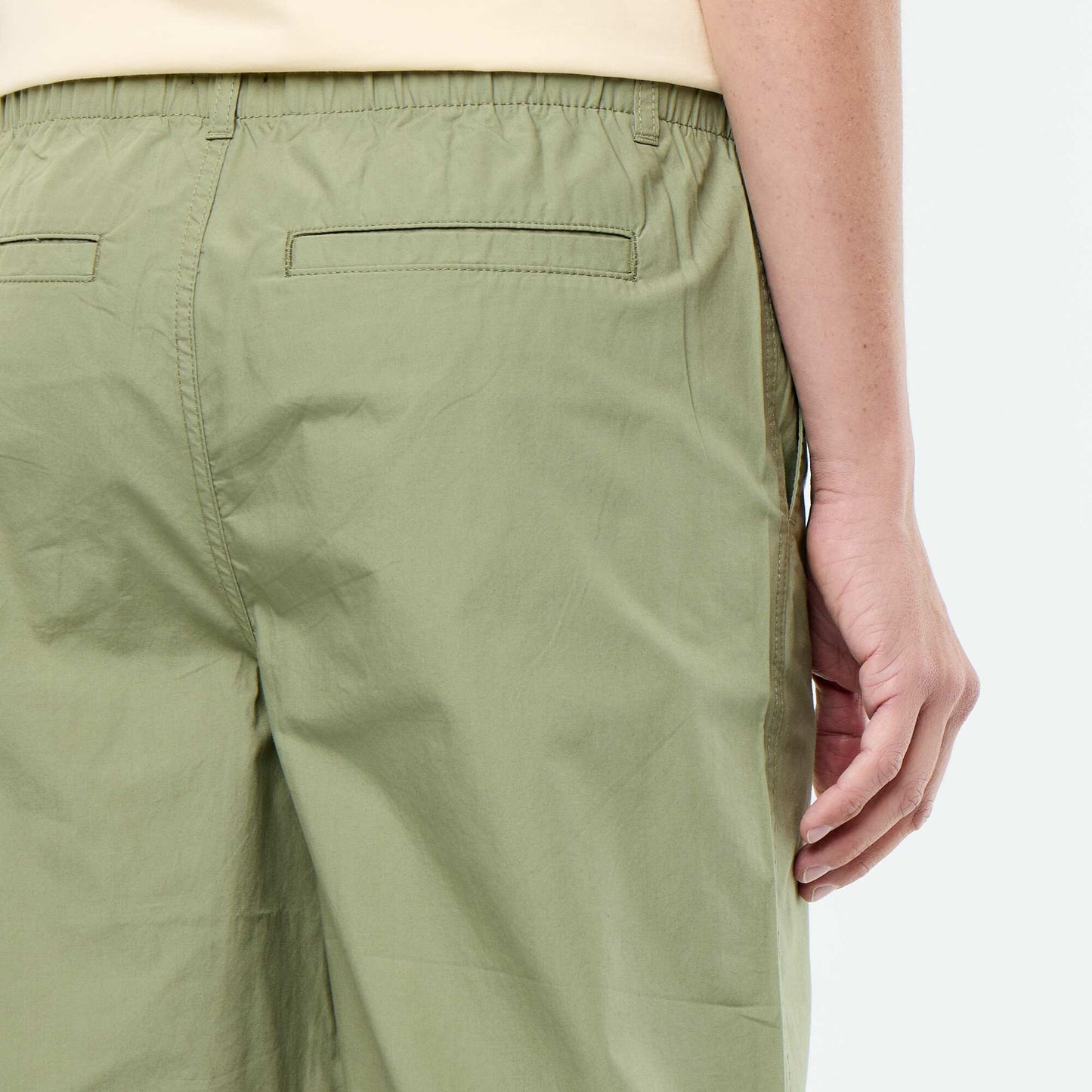 Plain Poplin Wide-Leg Trousers GREEN