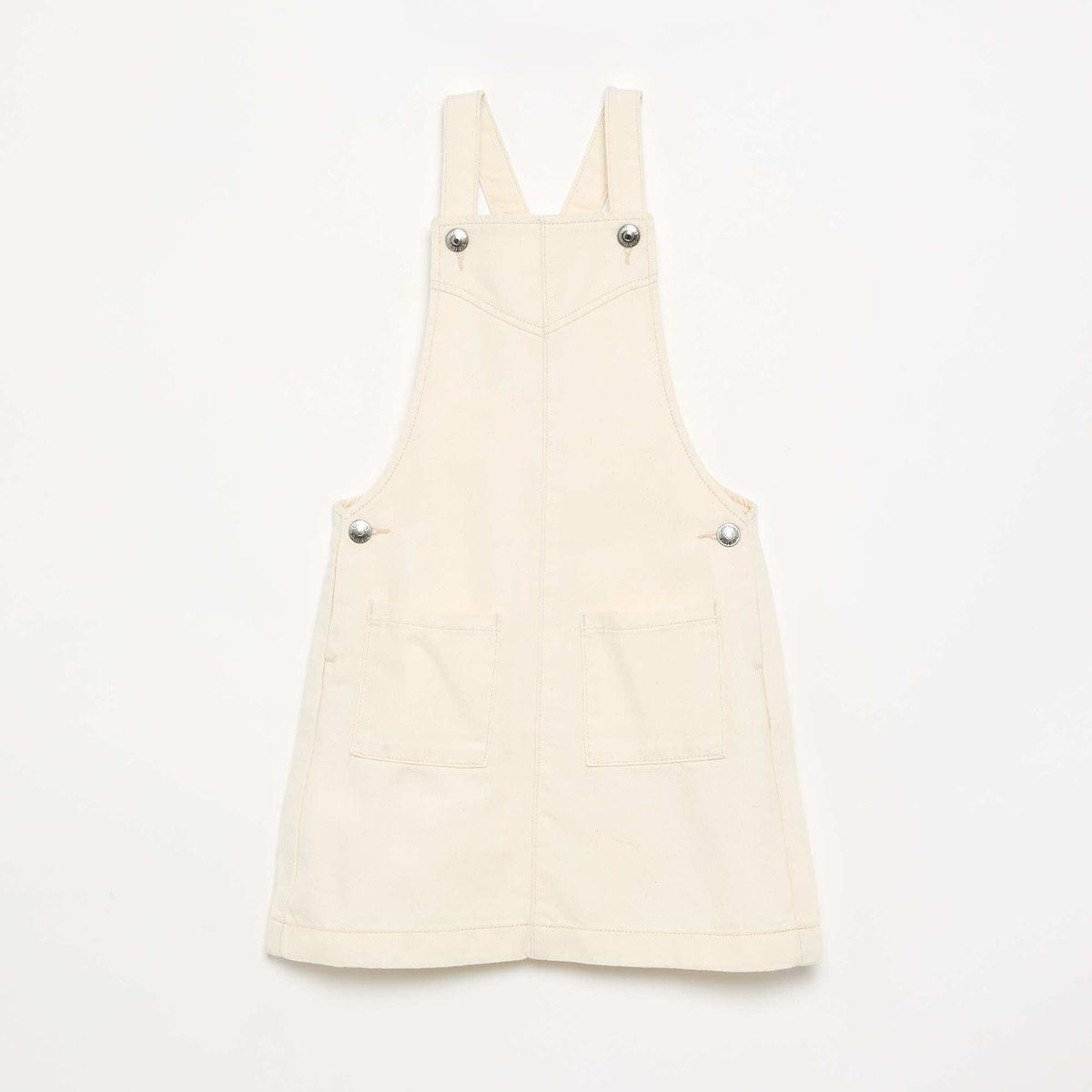 Solid Twill Pinafore Dress WHITE