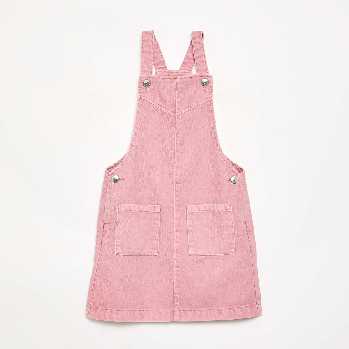 Solid Twill Pinafore Dress PINK