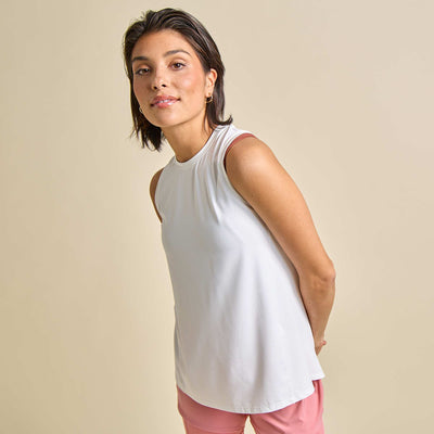 Flowing tank top with wide armholes WHITE