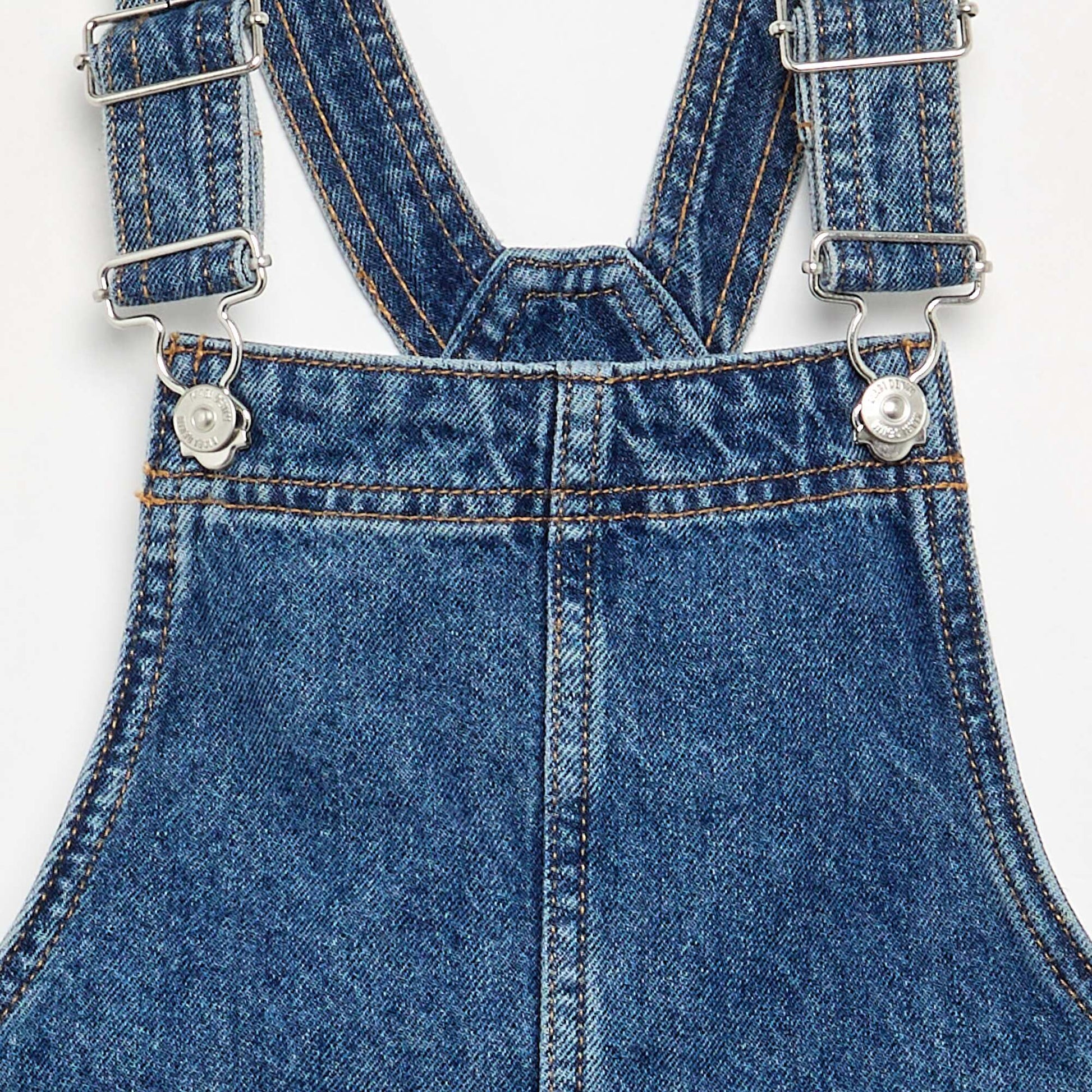 Denim pinafore dress with 2 patch pockets BLUE