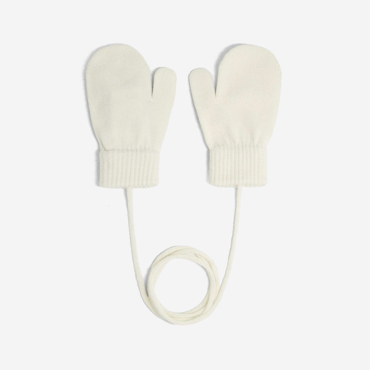 Pair of Mittens with Connecting Cord WHITE