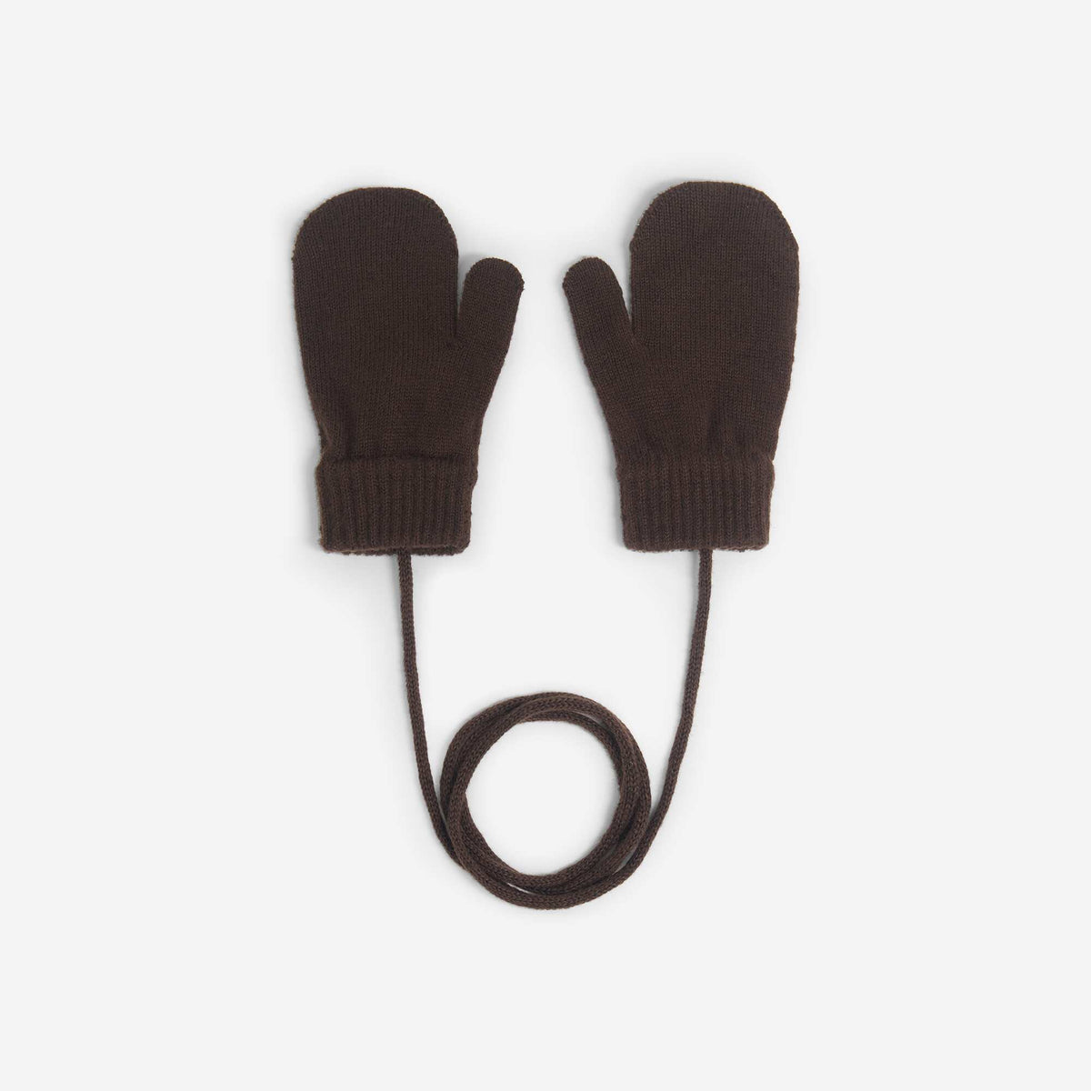 Mittens with Connecting Cord BROWN