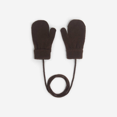 Mittens with Connecting Cord BROWN