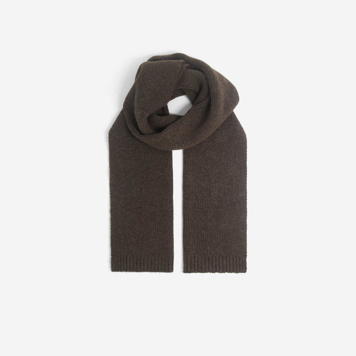 Solid Rib-Knit Scarf BROWN