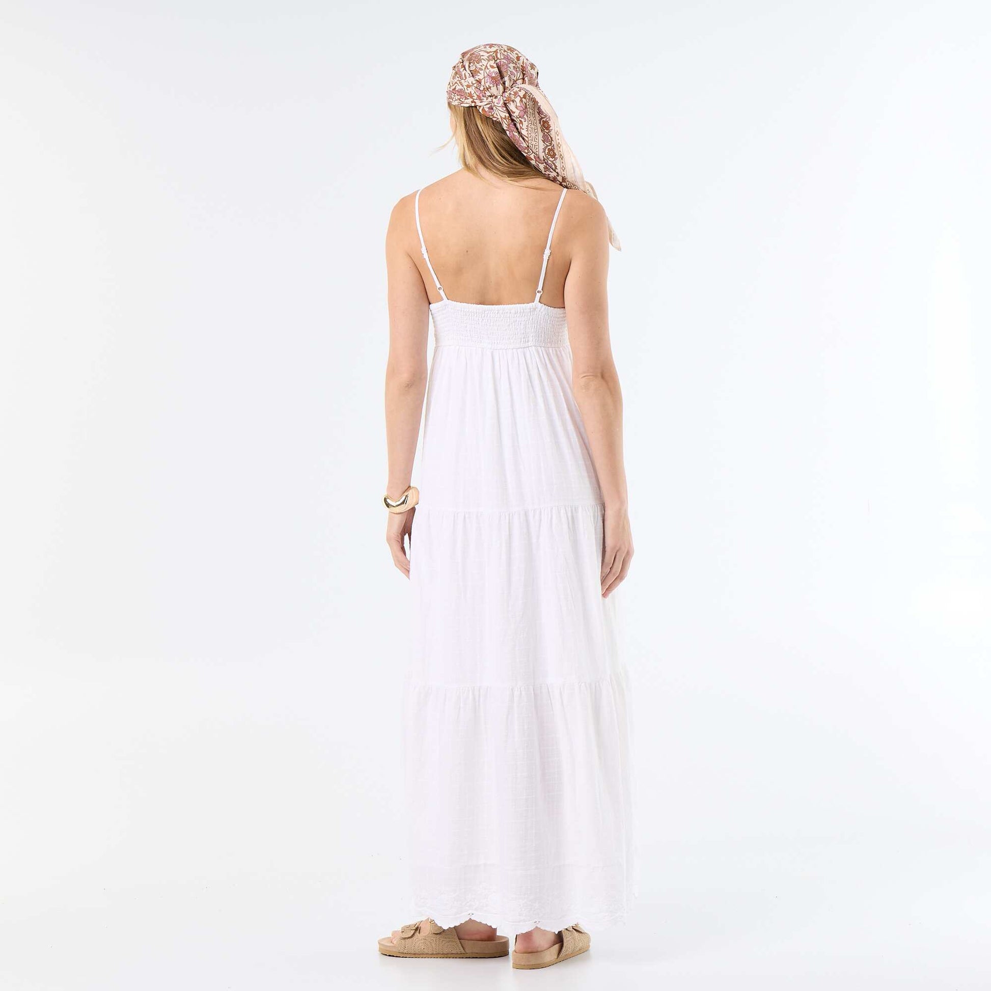 Tiered long dress WHITE