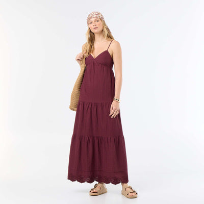 Tiered long dress RED