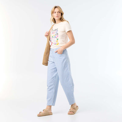 High-waisted balloon-leg trousers BLUE