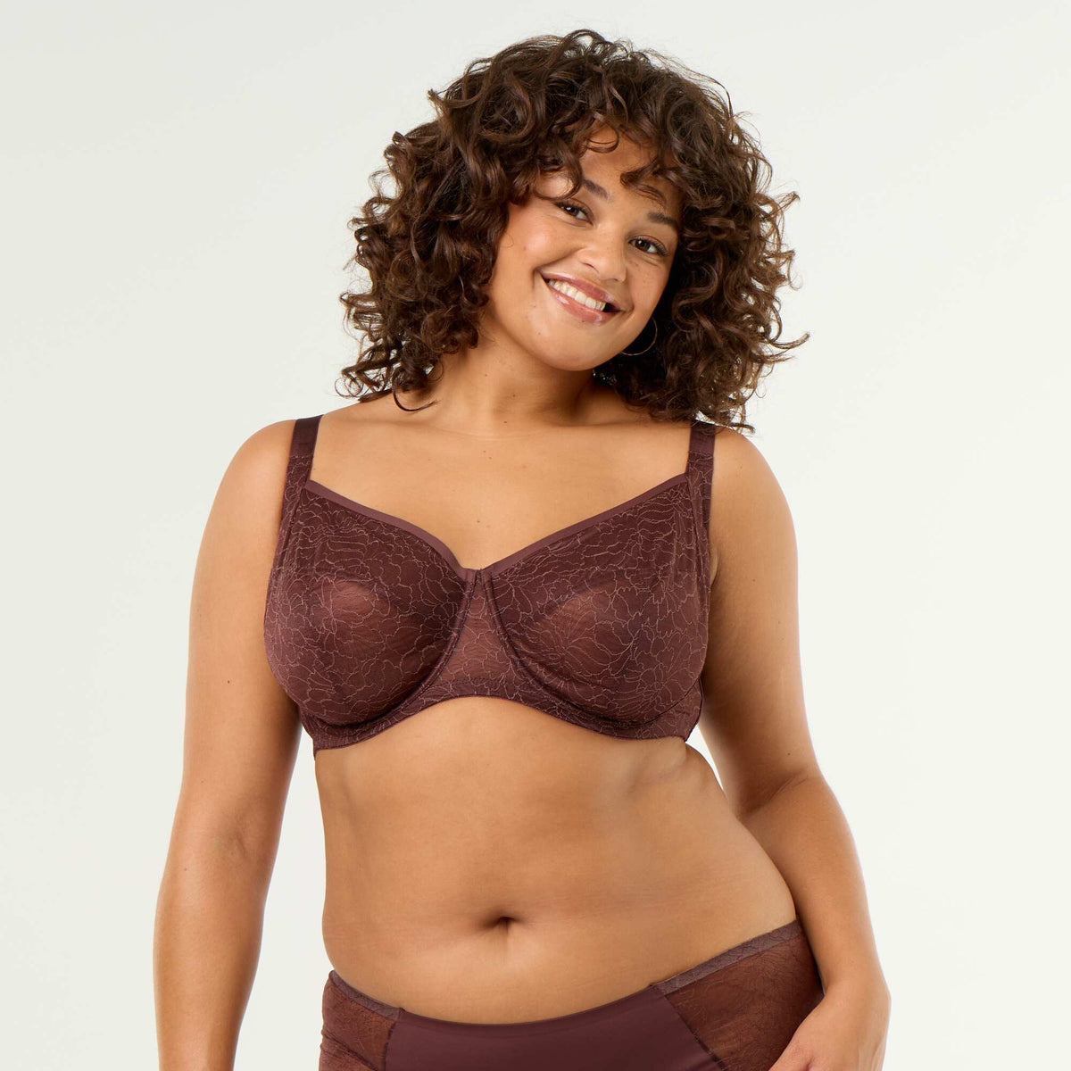 Full Cup Lace Bra BROWN