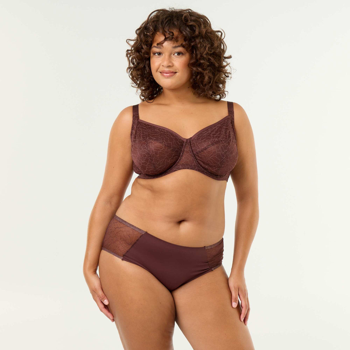 Full Cup Lace Bra BROWN