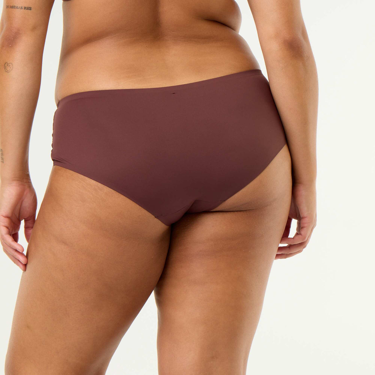 High-waisted microfiber briefs with lace BROWN