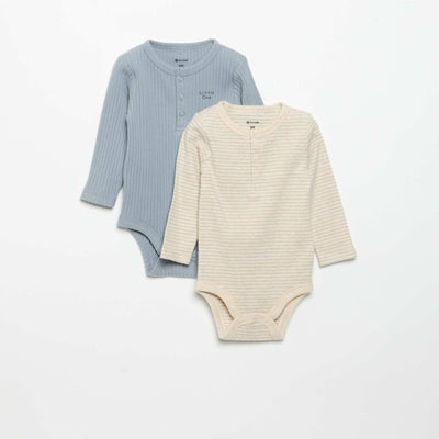 2-Pack Long-Sleeved Bodysuits BEIGE