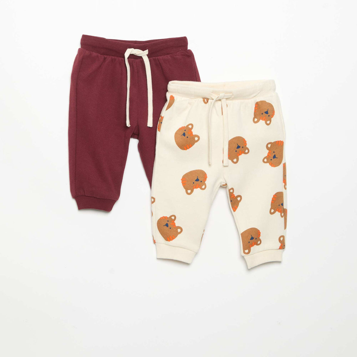 Set of 2 Fleece Trousers BURGUNDY