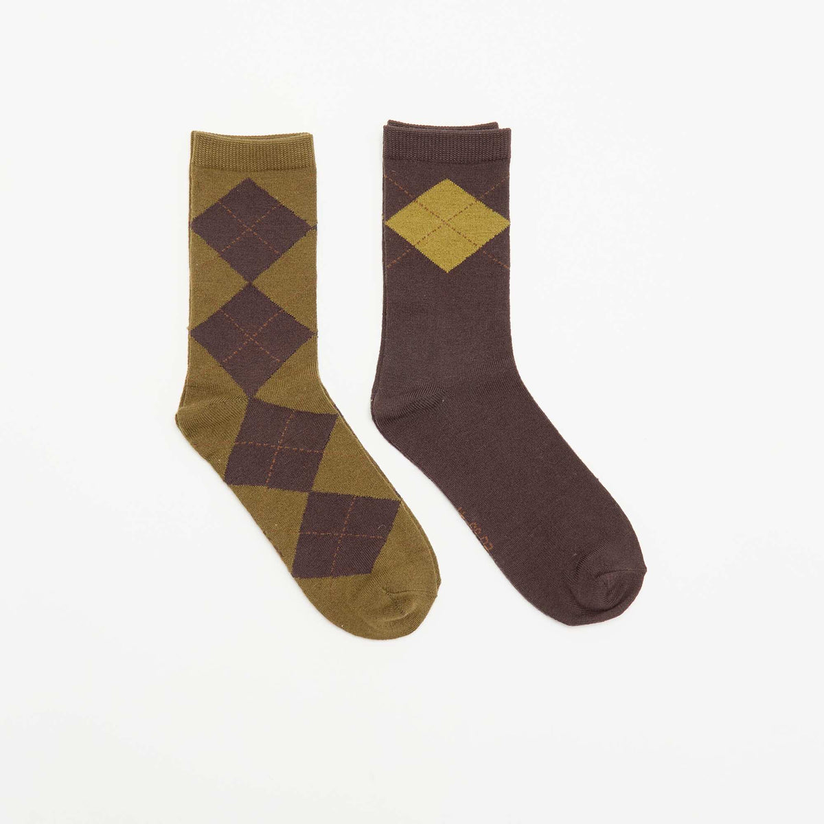Pack of 2 Printed Ankle Socks KHAKI