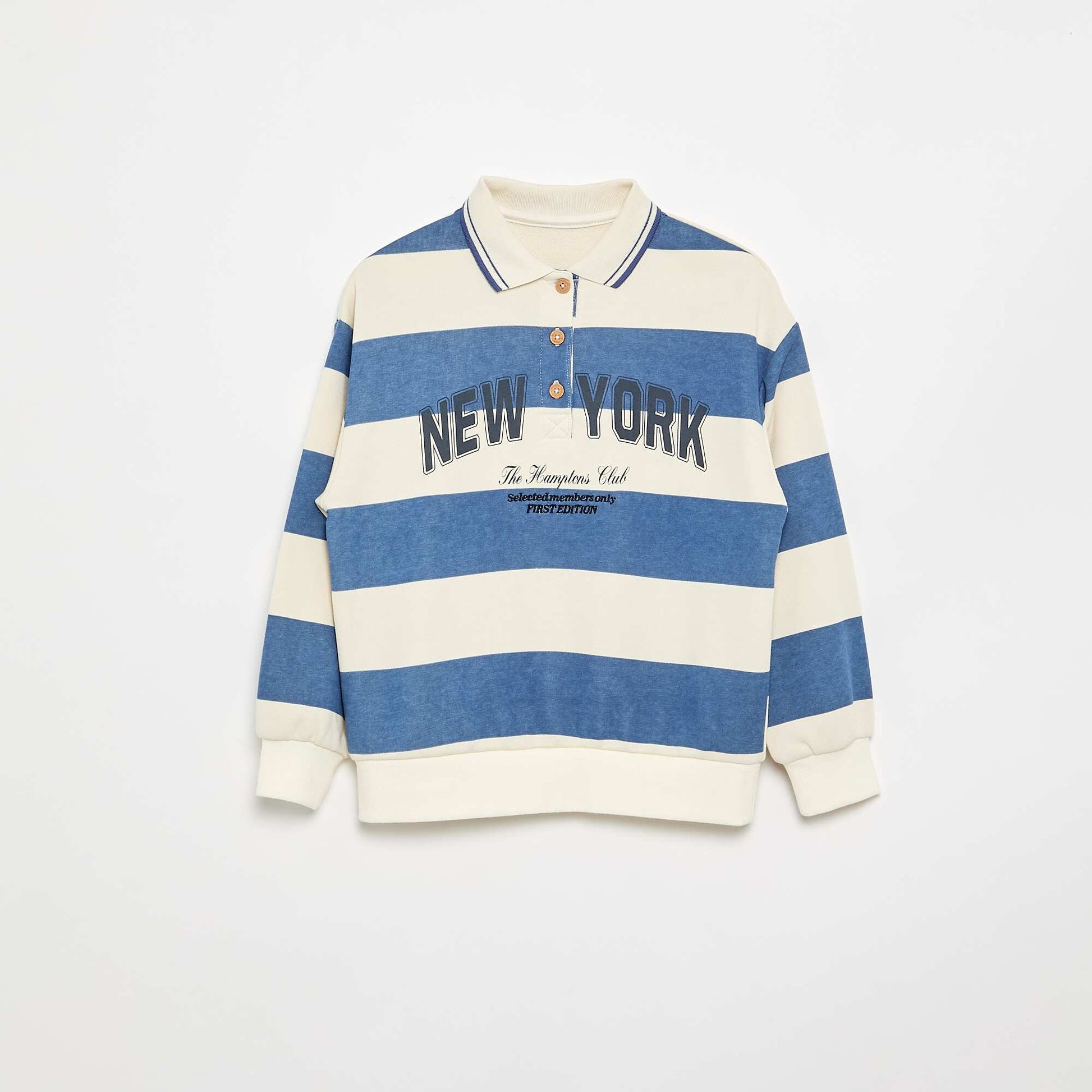 Long-sleeved rugby style polo shirt BLUE