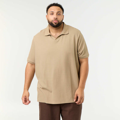 Men's Short-Sleeved Honeycomb Polo Shirt BEIGE