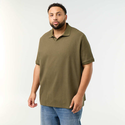 Men's Short-Sleeved Honeycomb Polo Shirt KHAKI