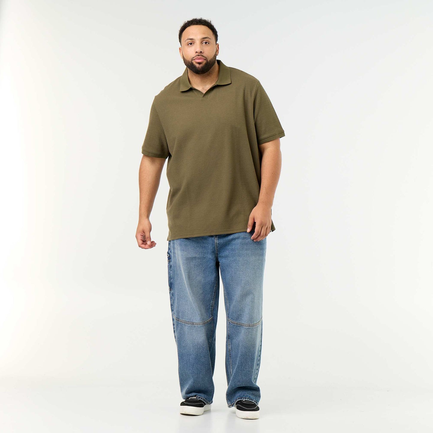 Men's Short-Sleeved Honeycomb Polo Shirt KHAKI