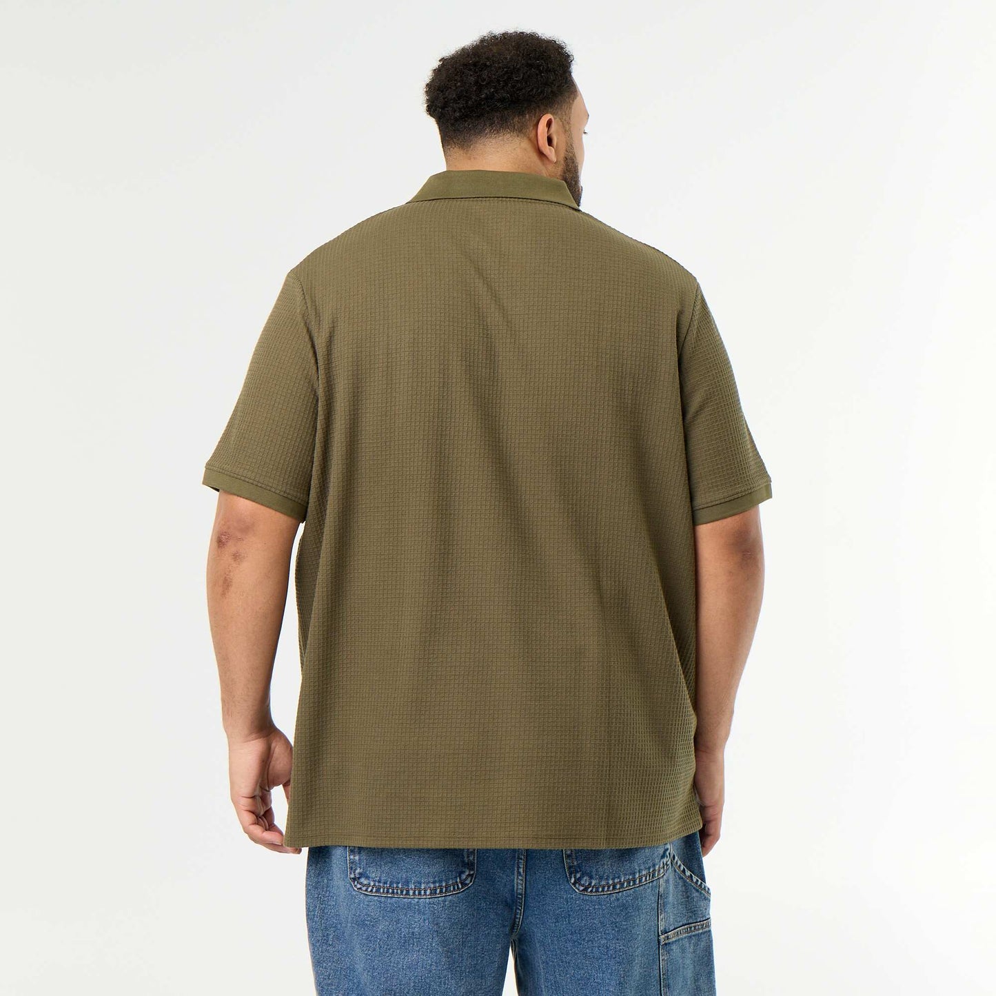 Men's Short-Sleeved Honeycomb Polo Shirt KHAKI