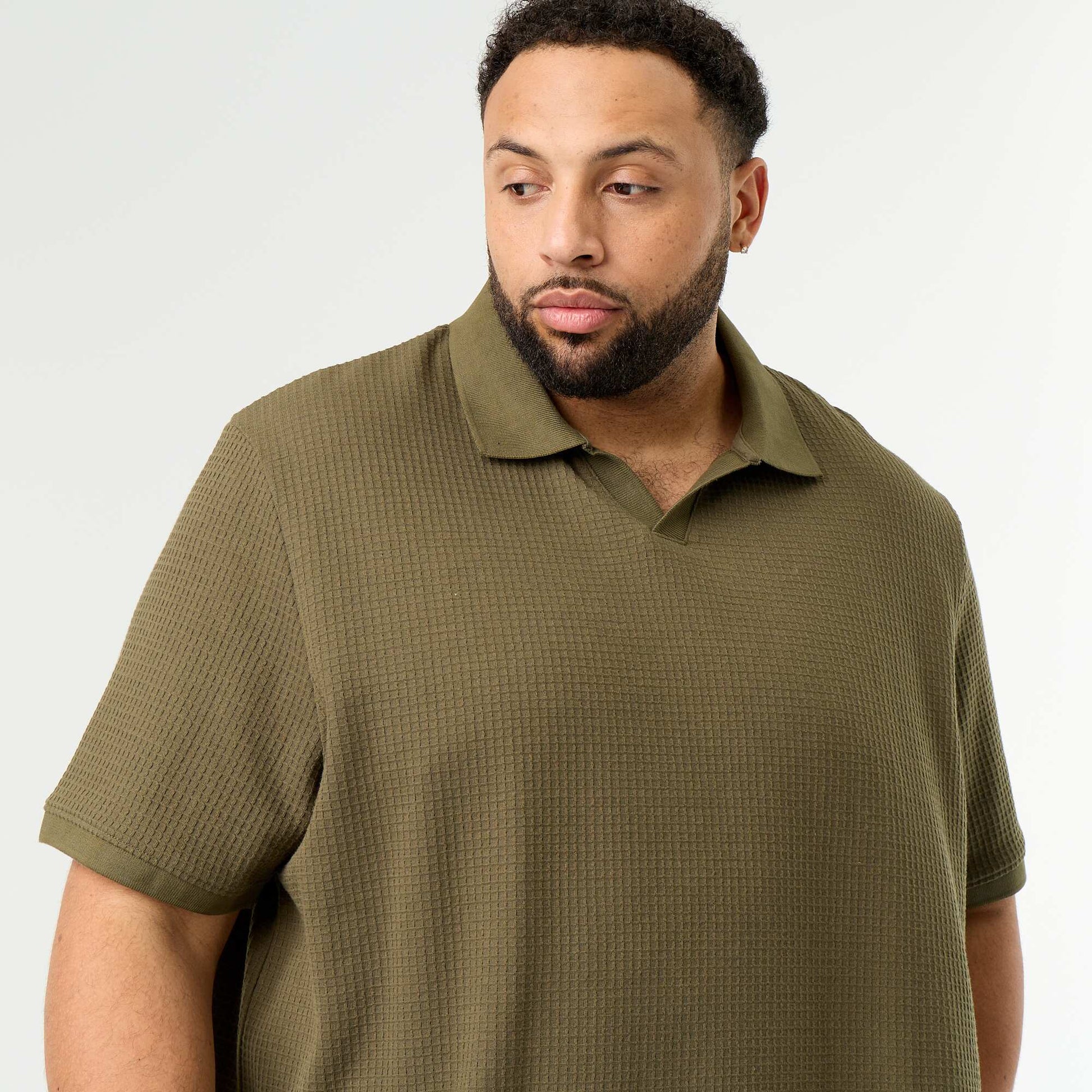Men's Short-Sleeved Honeycomb Polo Shirt KHAKI