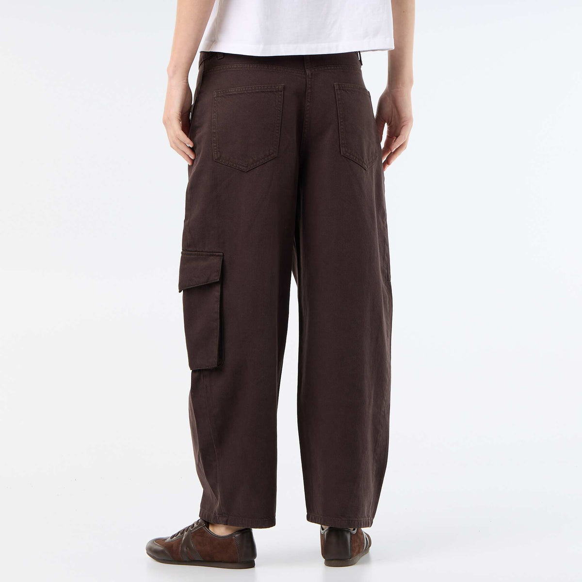 Balloon pants with flap pocket BROWN
