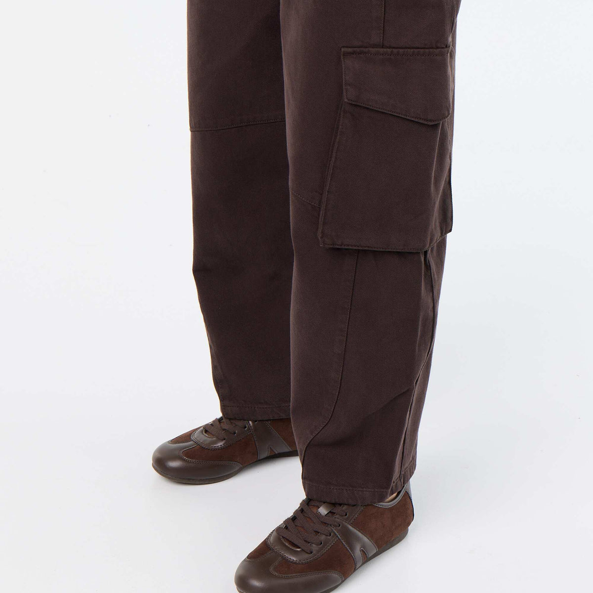 Balloon pants with flap pocket BROWN