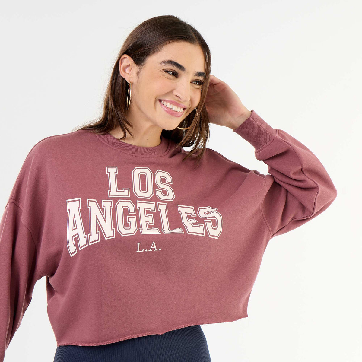 Printed thin sweatshirt with raw hem PINK