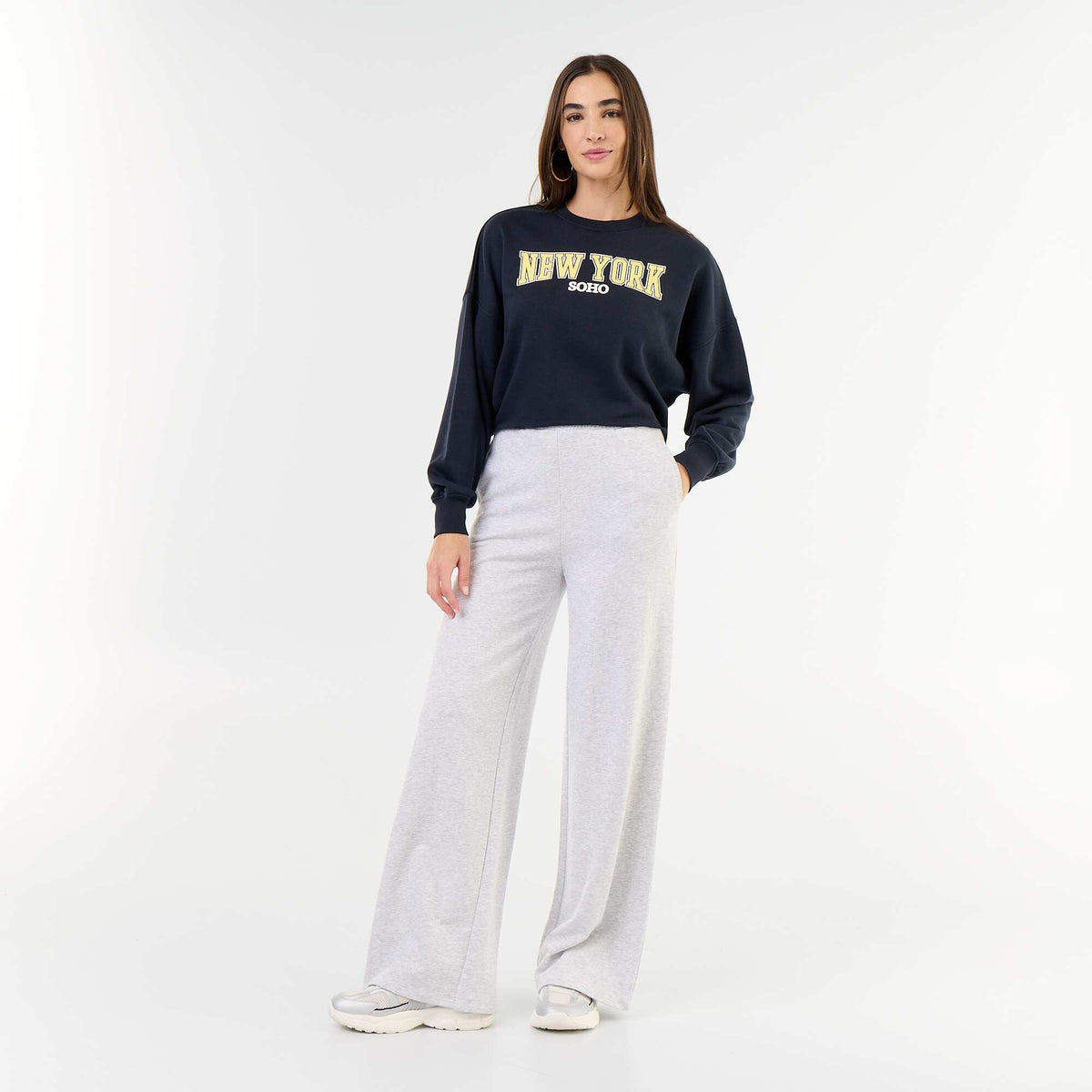 Printed thin sweatshirt with raw hem GREY