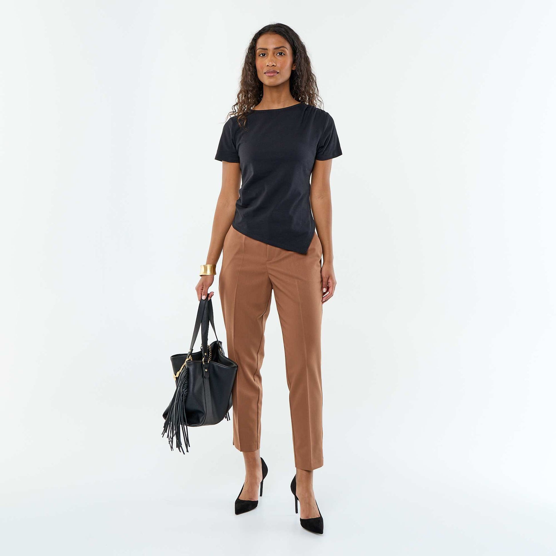 Asymmetric Short-Sleeved T-Shirt BLACK