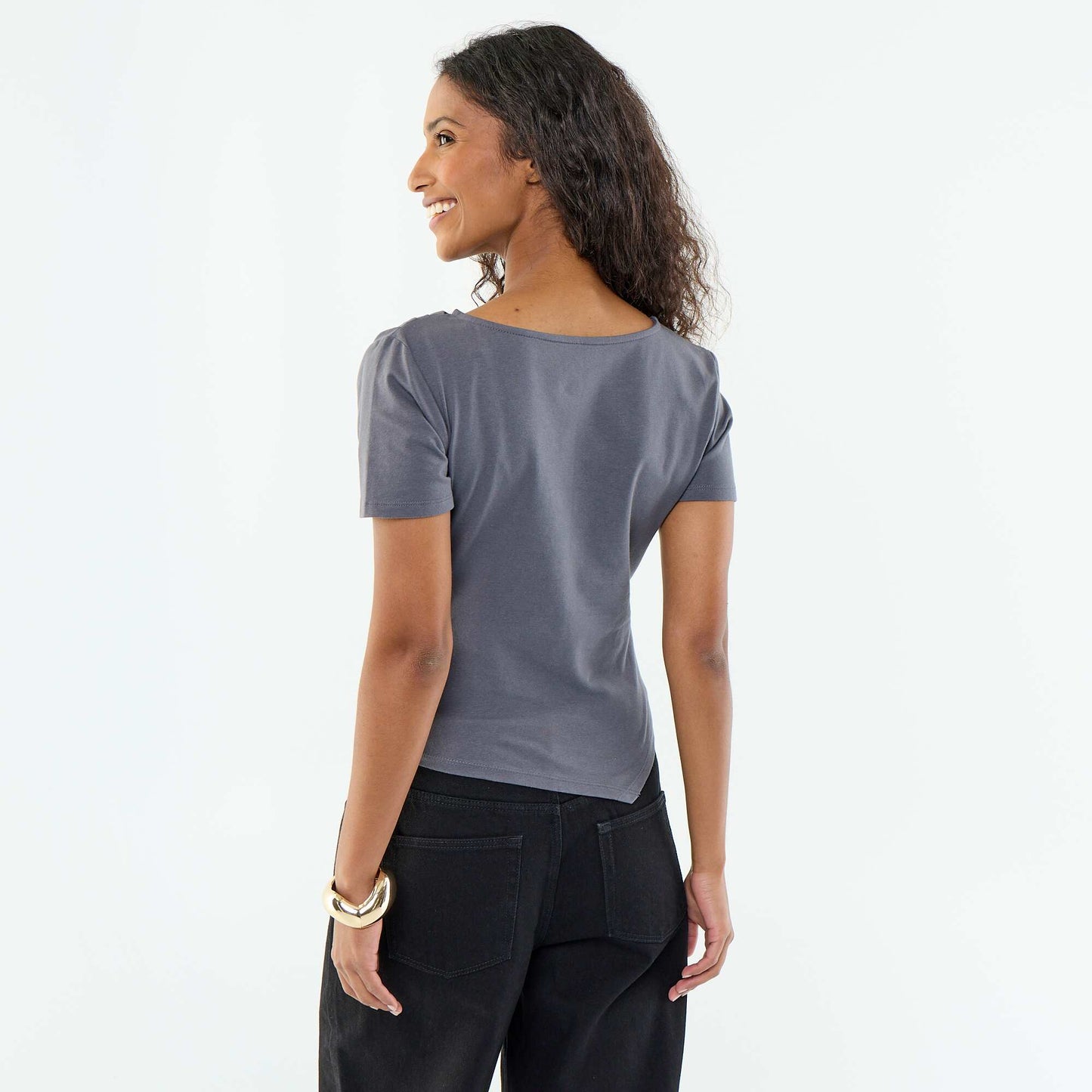 Asymmetric Short-Sleeved T-Shirt GREY