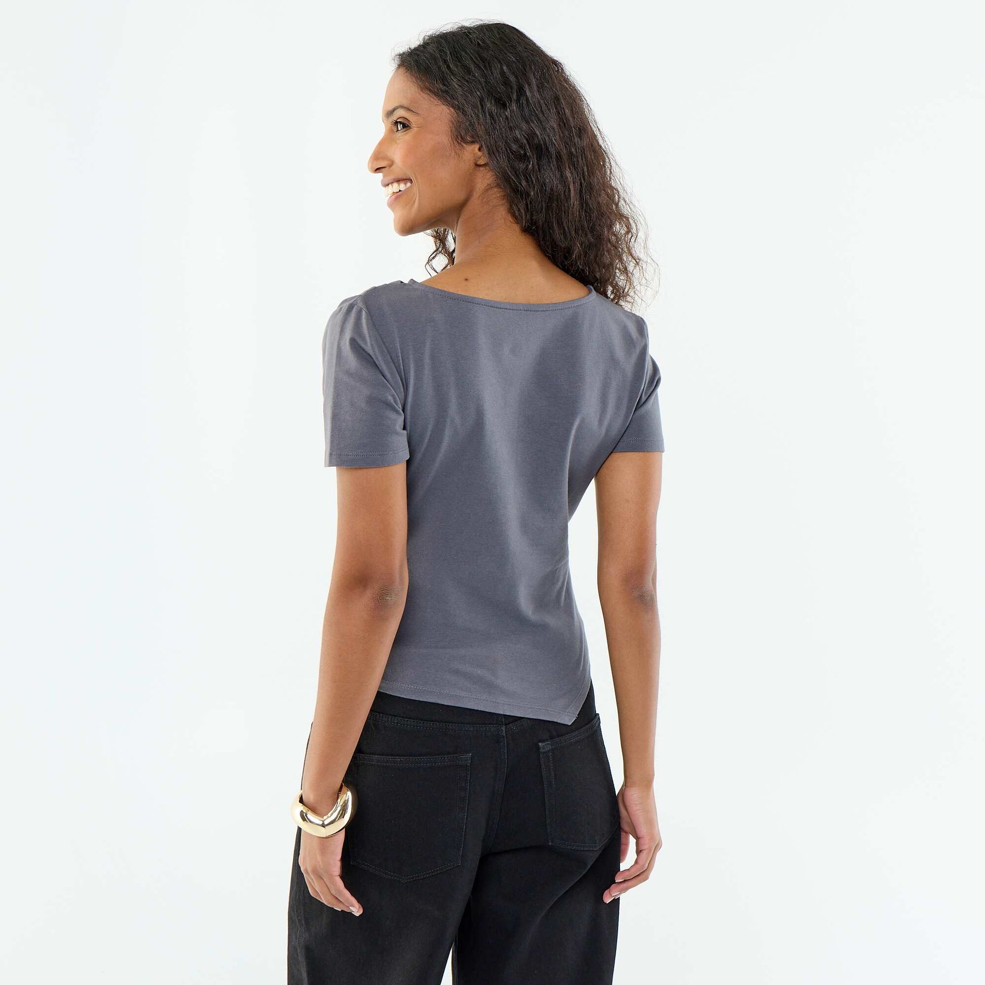 Asymmetric Short-Sleeved T-Shirt GREY