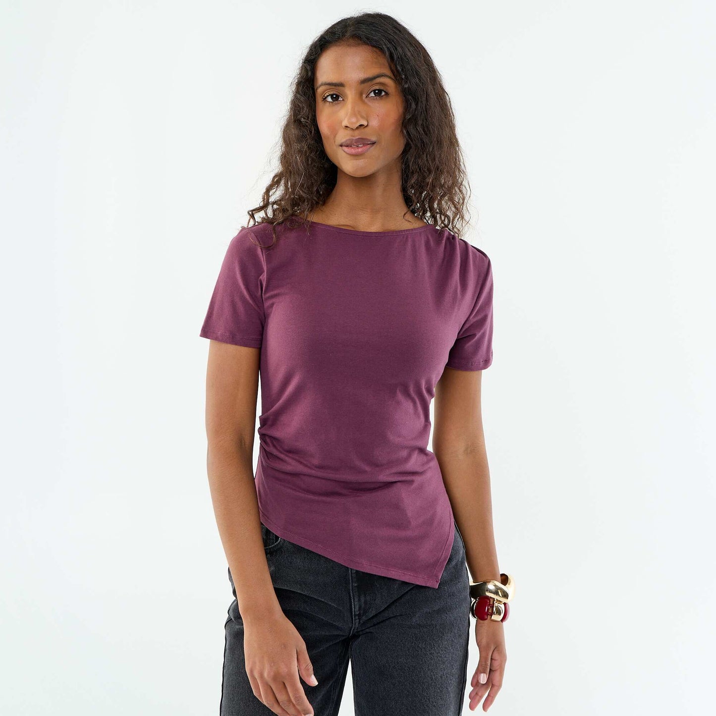 Asymmetric Short-Sleeved T-Shirt PURPLE