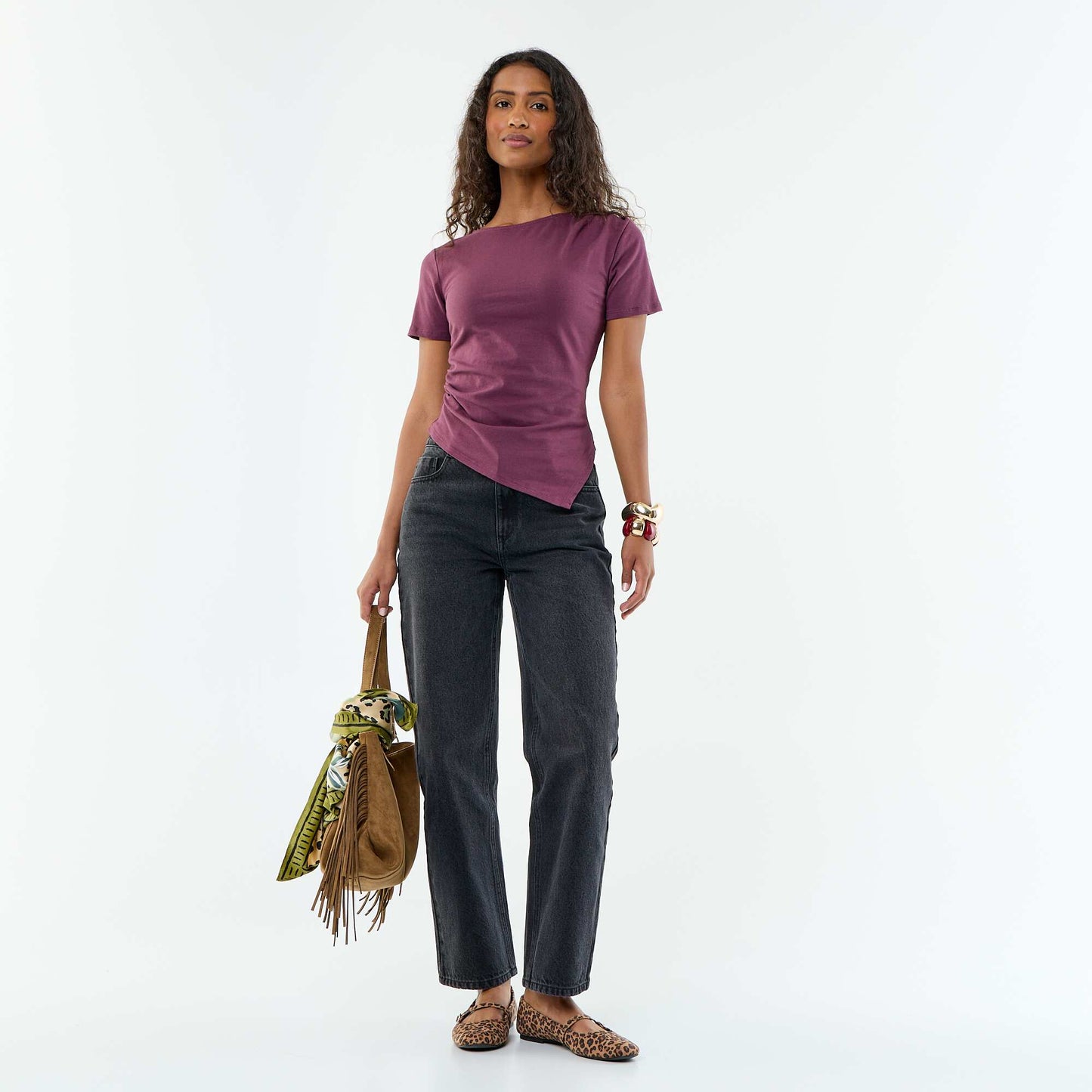 Asymmetric Short-Sleeved T-Shirt PURPLE