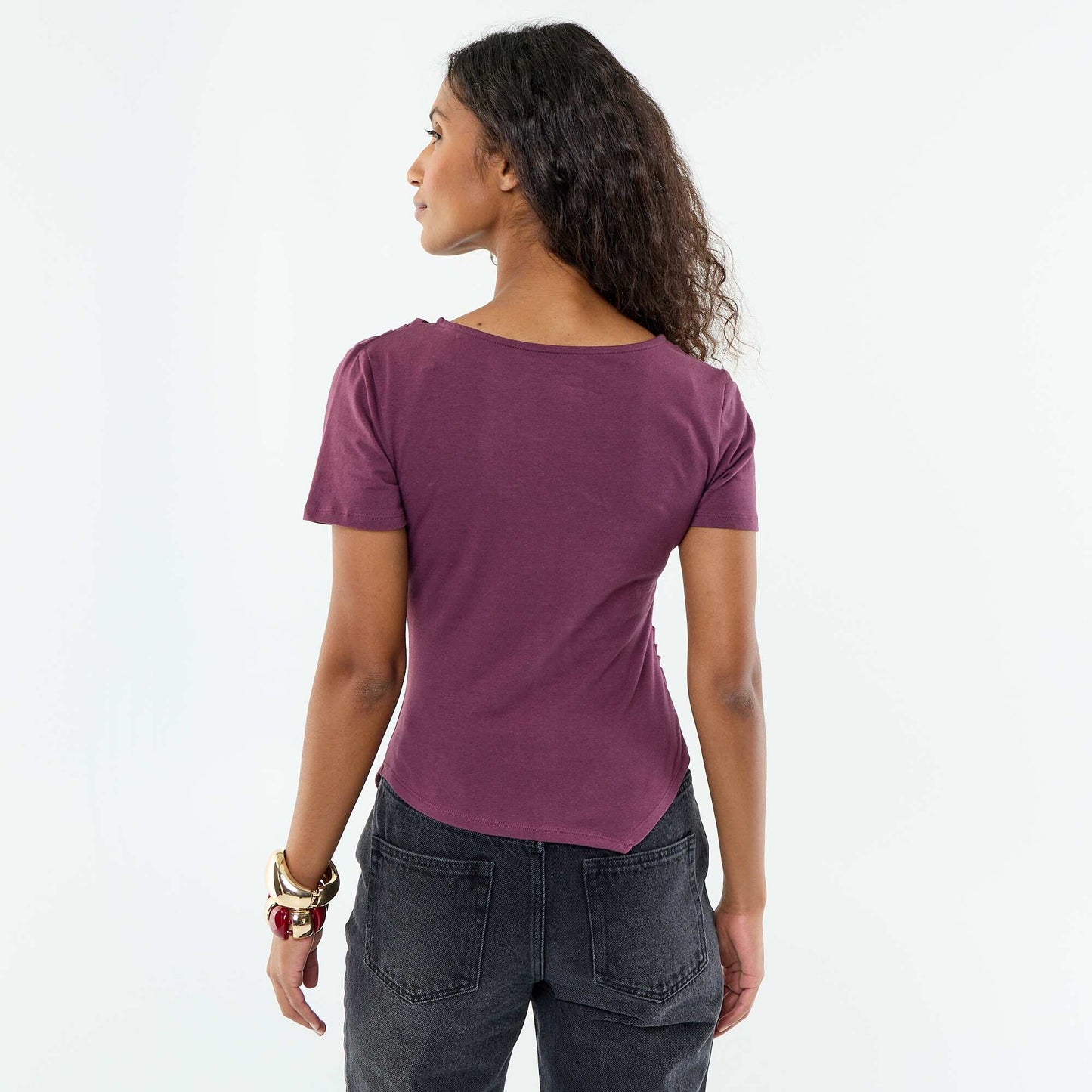 Asymmetric Short-Sleeved T-Shirt PURPLE