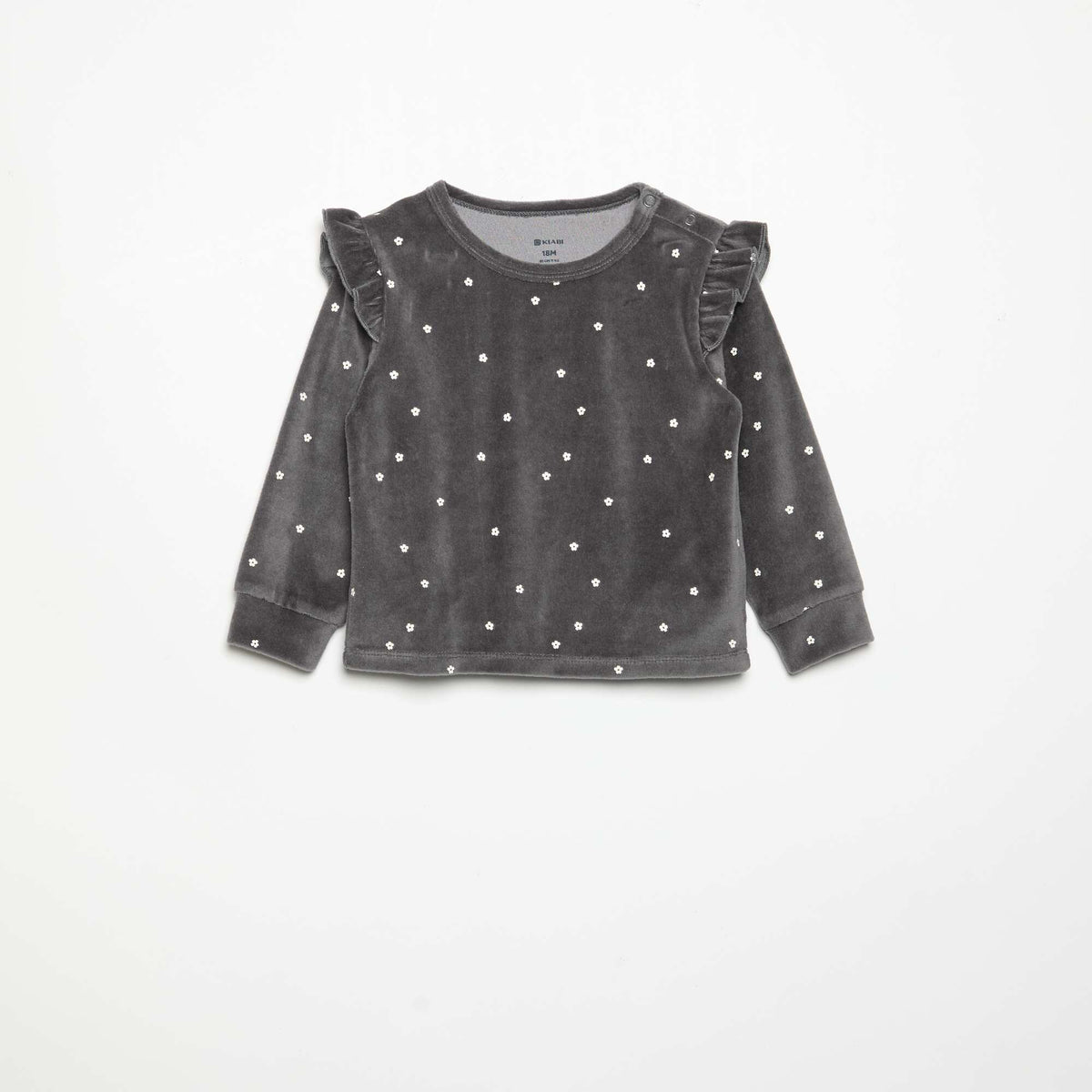 Velvet 2-Piece Pyjama Set: Ruffled Sweatshirt & Trousers BLACK