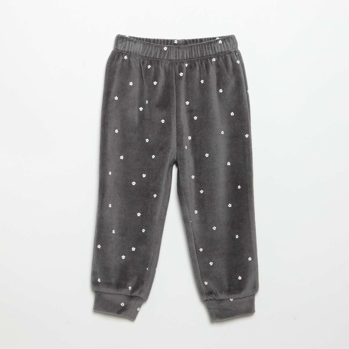 Velvet 2-Piece Pyjama Set: Ruffled Sweatshirt & Trousers BLACK