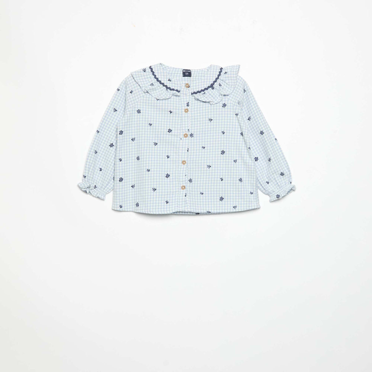 2-piece Flannel Pajamas - Button-up Top + Pants BLUE