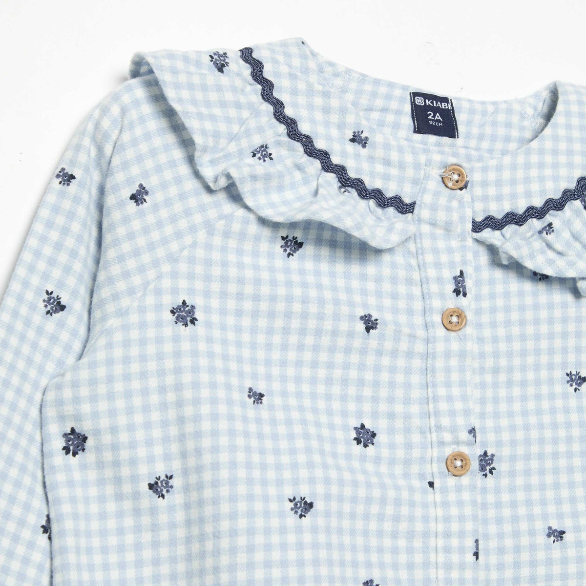 2-piece Flannel Pajamas - Button-up Top + Pants BLUE