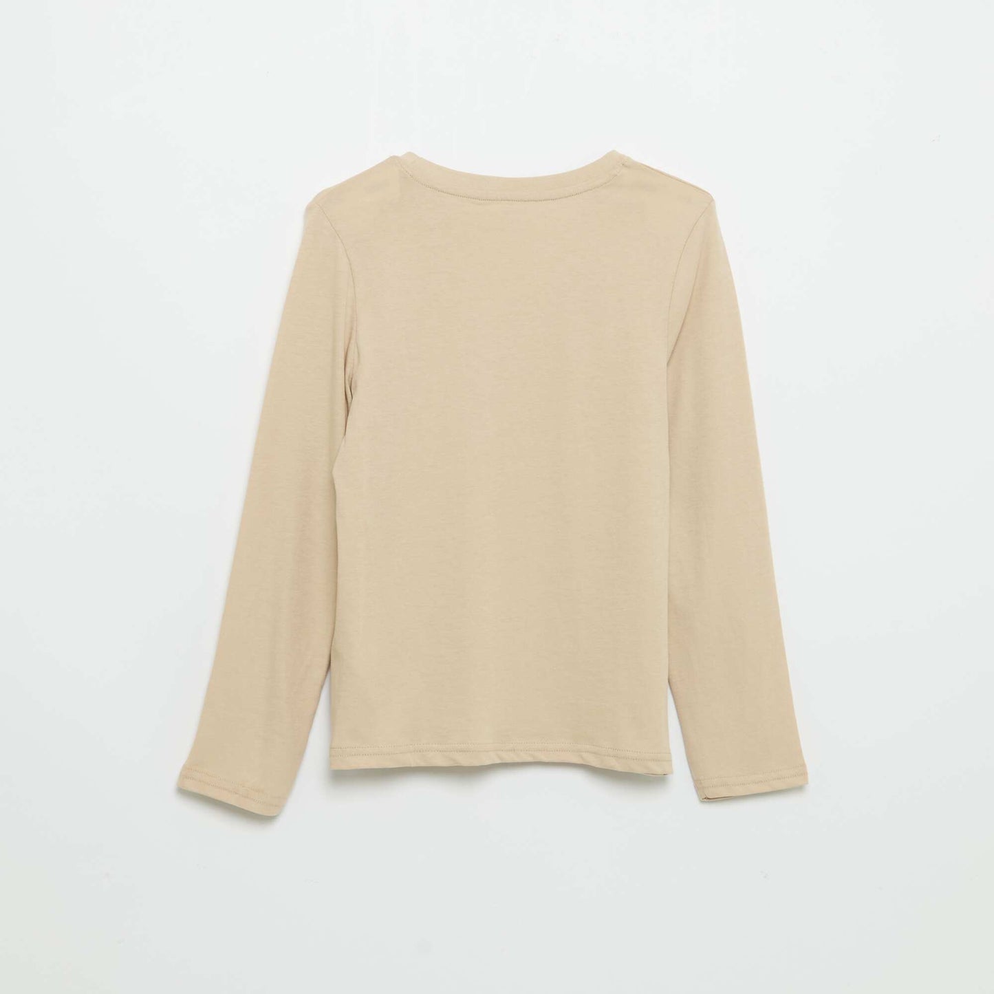 Printed long-sleeved T-shirt BEIGE