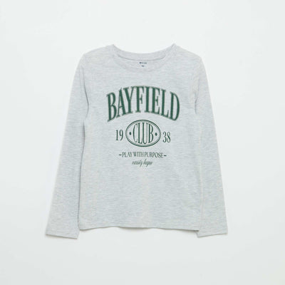 Printed long-sleeved T-shirt GREY