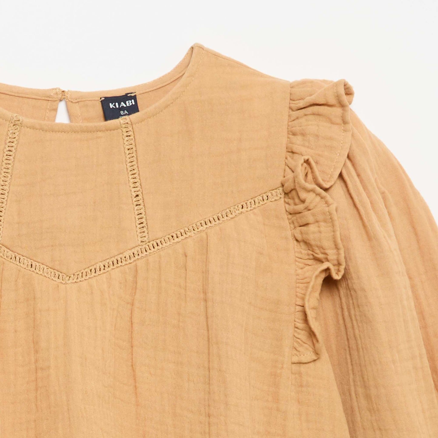 Solid Cotton Gauze Blouse BROWN