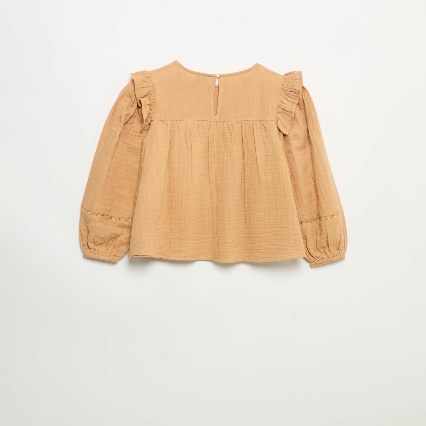 Solid Cotton Gauze Blouse BROWN